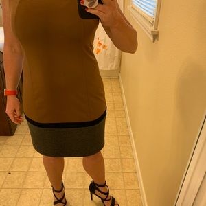 Brown color block dress